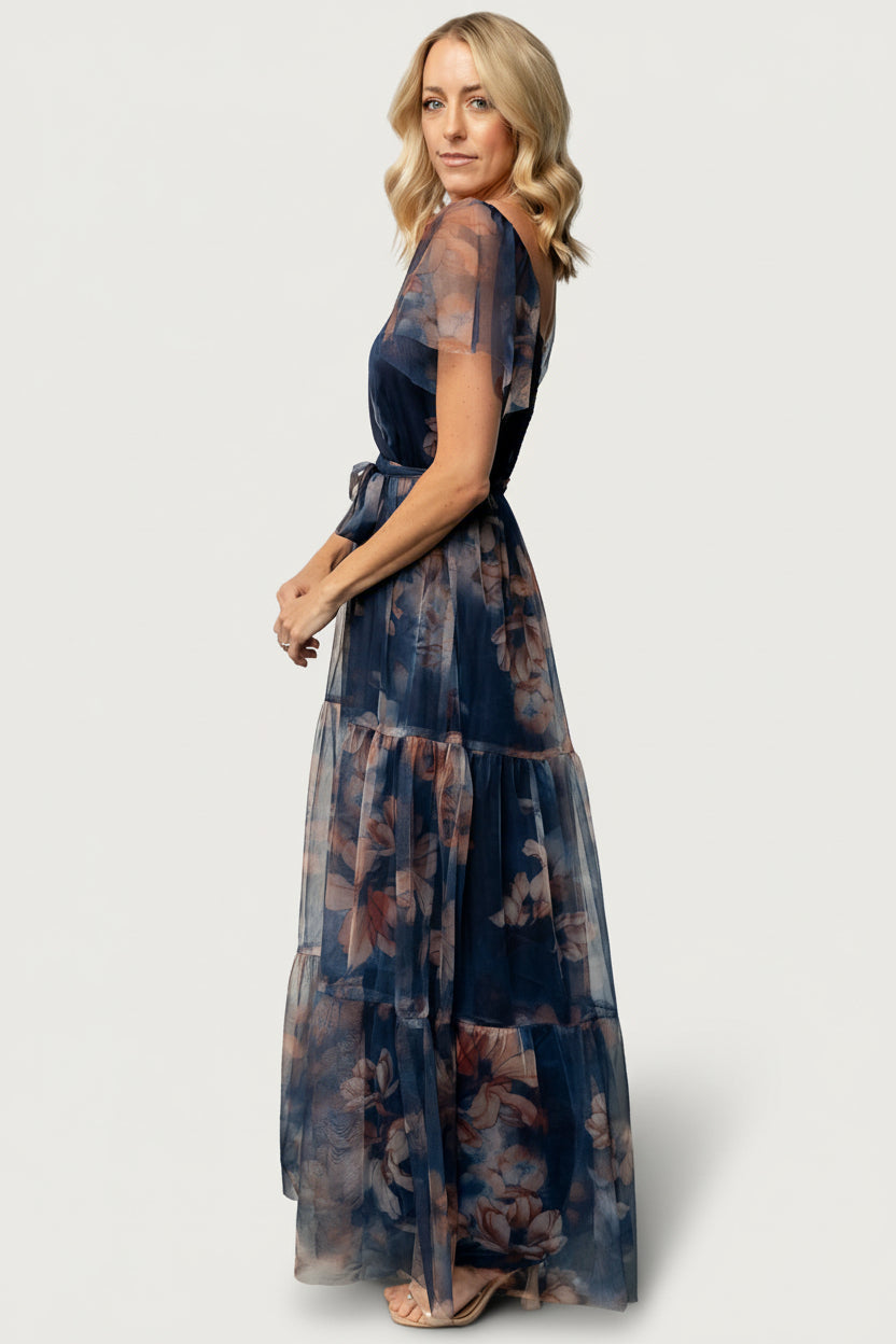 Nicola Tulle Maxi Dress | Baltic Born Dark Blue Floral
