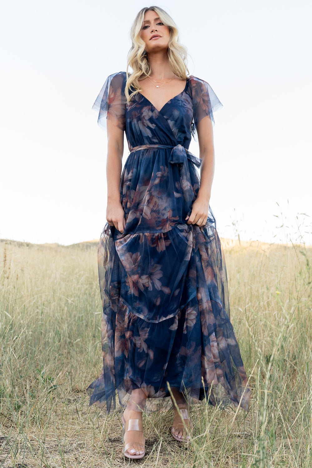 Nicola Tulle Maxi Dress | Baltic Born Dark Blue Floral