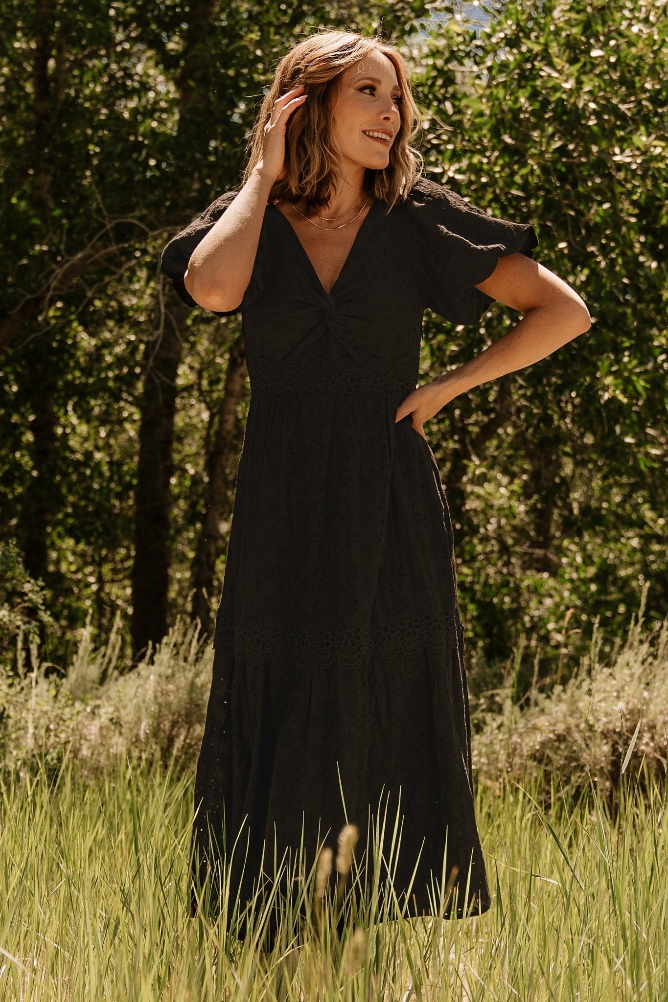 Jackie Eyelet Maxi Dress | Baltic Born Black