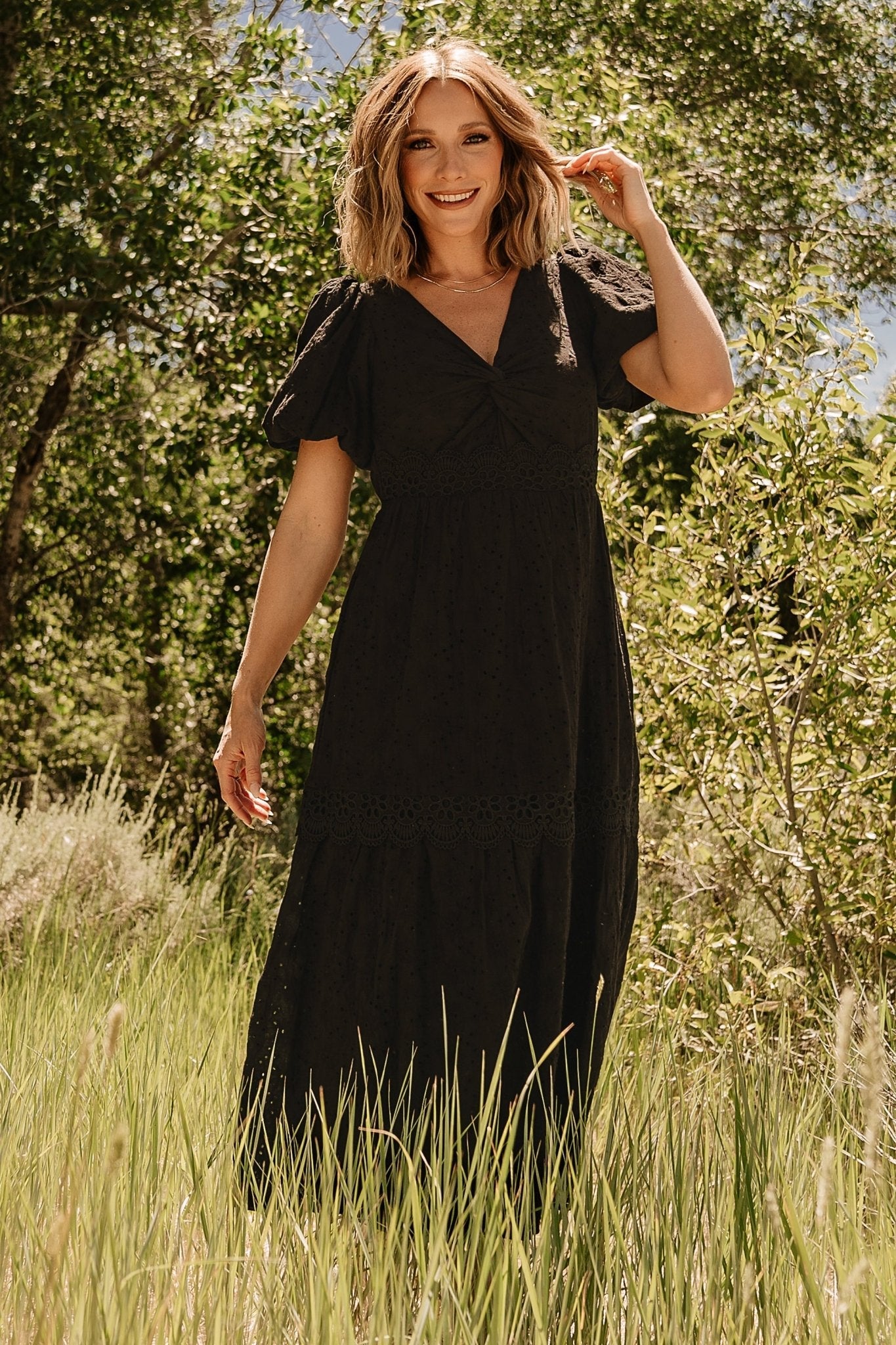Jackie Eyelet Maxi Dress | Baltic Born Black