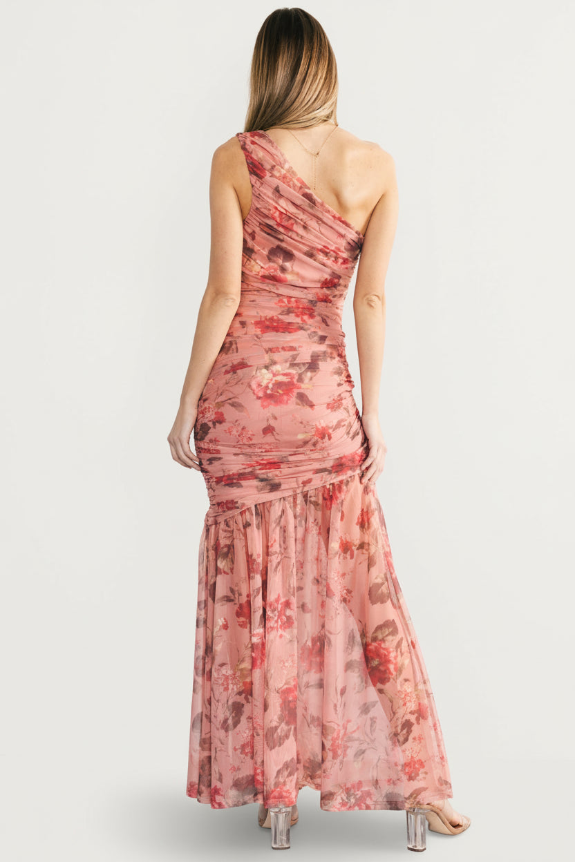 Emeline One Shoulder Maxi Dress | Baltic Born Pink Floral