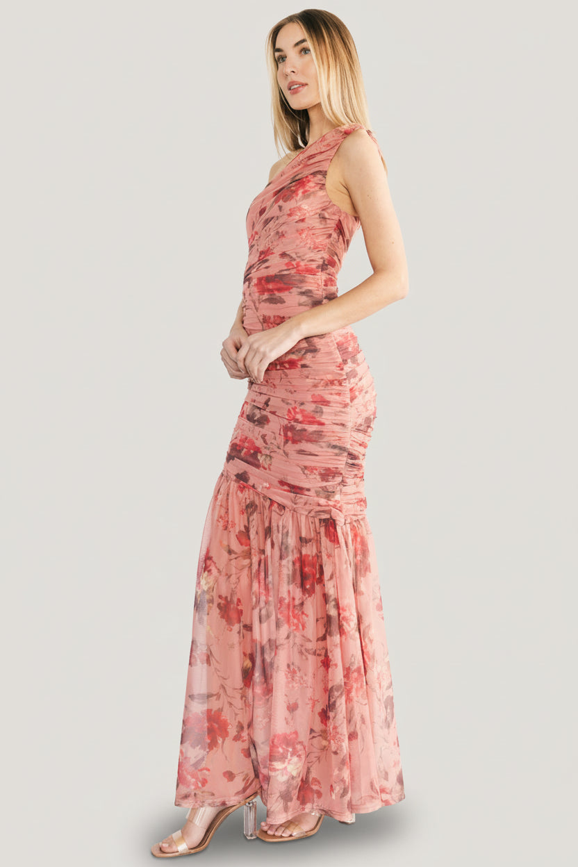 Emeline One Shoulder Maxi Dress | Baltic Born Pink Floral