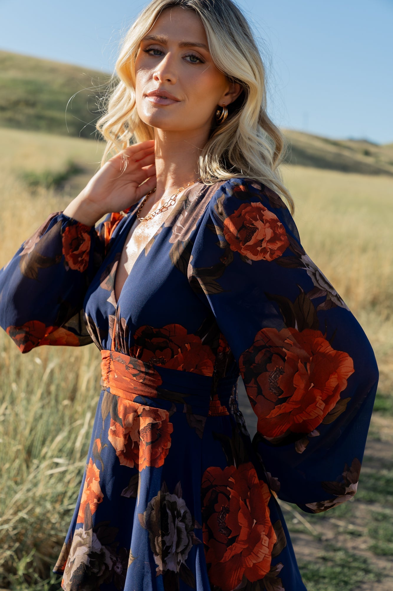 Mariella Tiered Maxi Dress | Baltic Born Navy + Rust