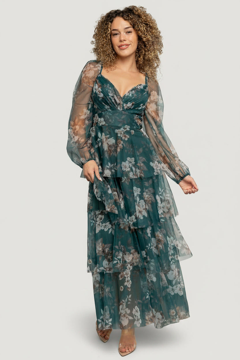 Tessa Tiered Maxi Dress | Baltic Born Green Floral