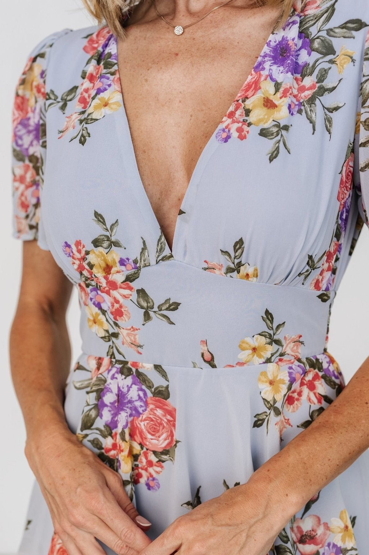 Montaigne Ruffle Maxi Dress | Baltic Born Light Blue Floral