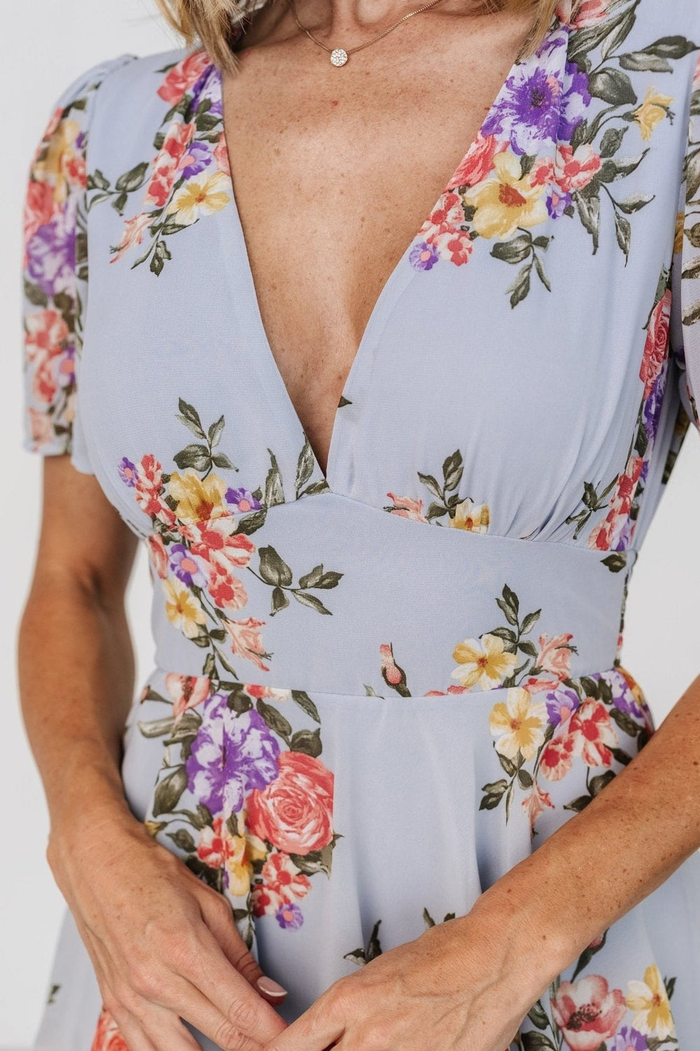 Montaigne Ruffle Maxi Dress | Baltic Born Light Blue Floral