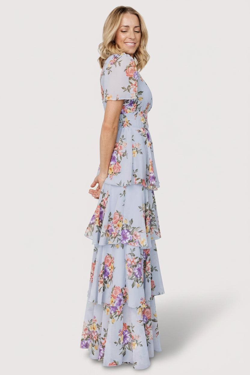 Montaigne Ruffle Maxi Dress | Baltic Born Light Blue Floral