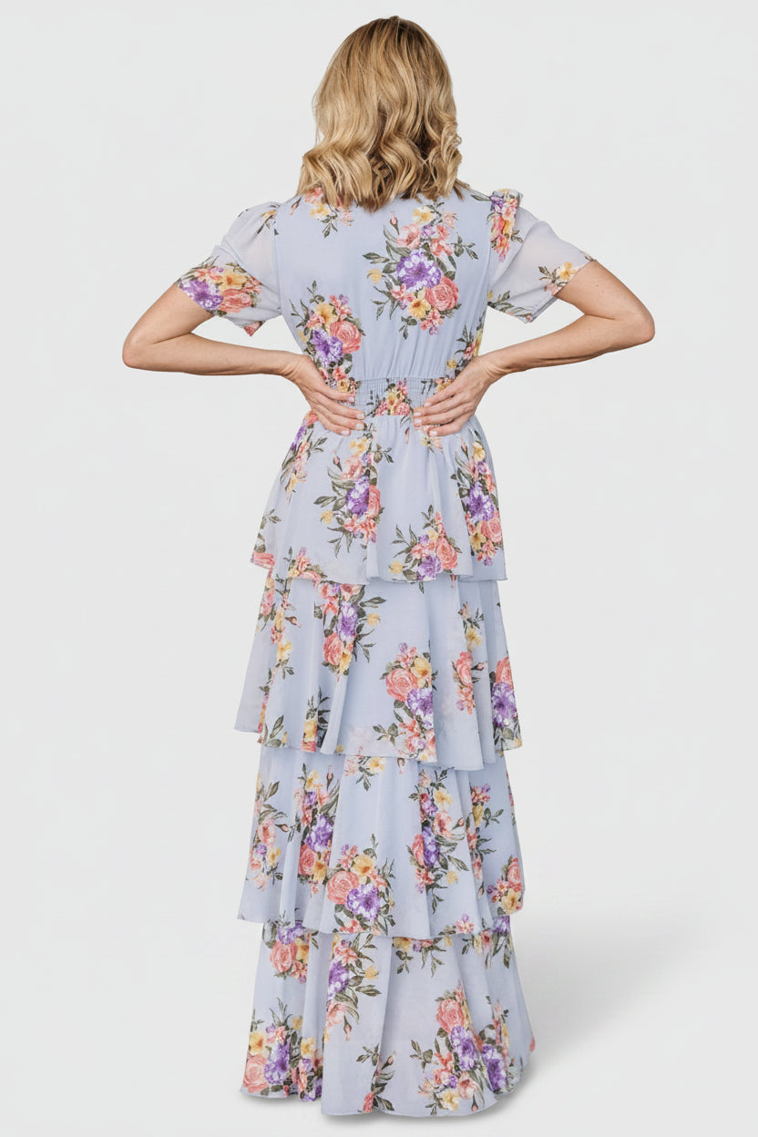 Montaigne Ruffle Maxi Dress | Baltic Born Light Blue Floral