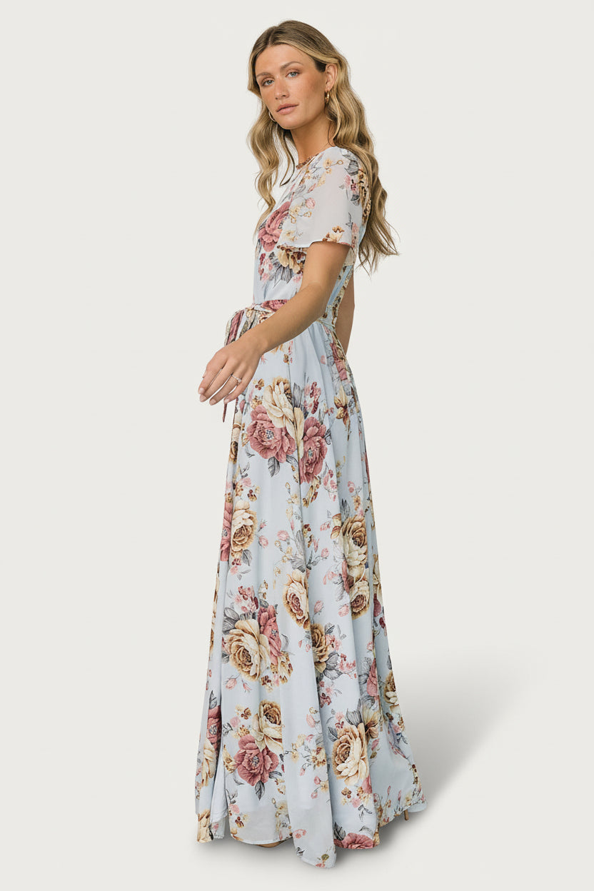 Naomi Short Sleeve Maxi Dress | Baltic Born Blue Multi Floral