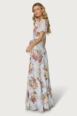 Naomi Short Sleeve Maxi Dress | Baltic Born Blue Multi Floral