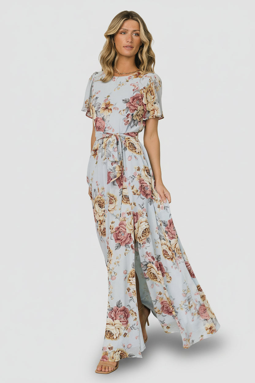 Naomi Short Sleeve Maxi Dress | Baltic Born Blue Multi Floral
