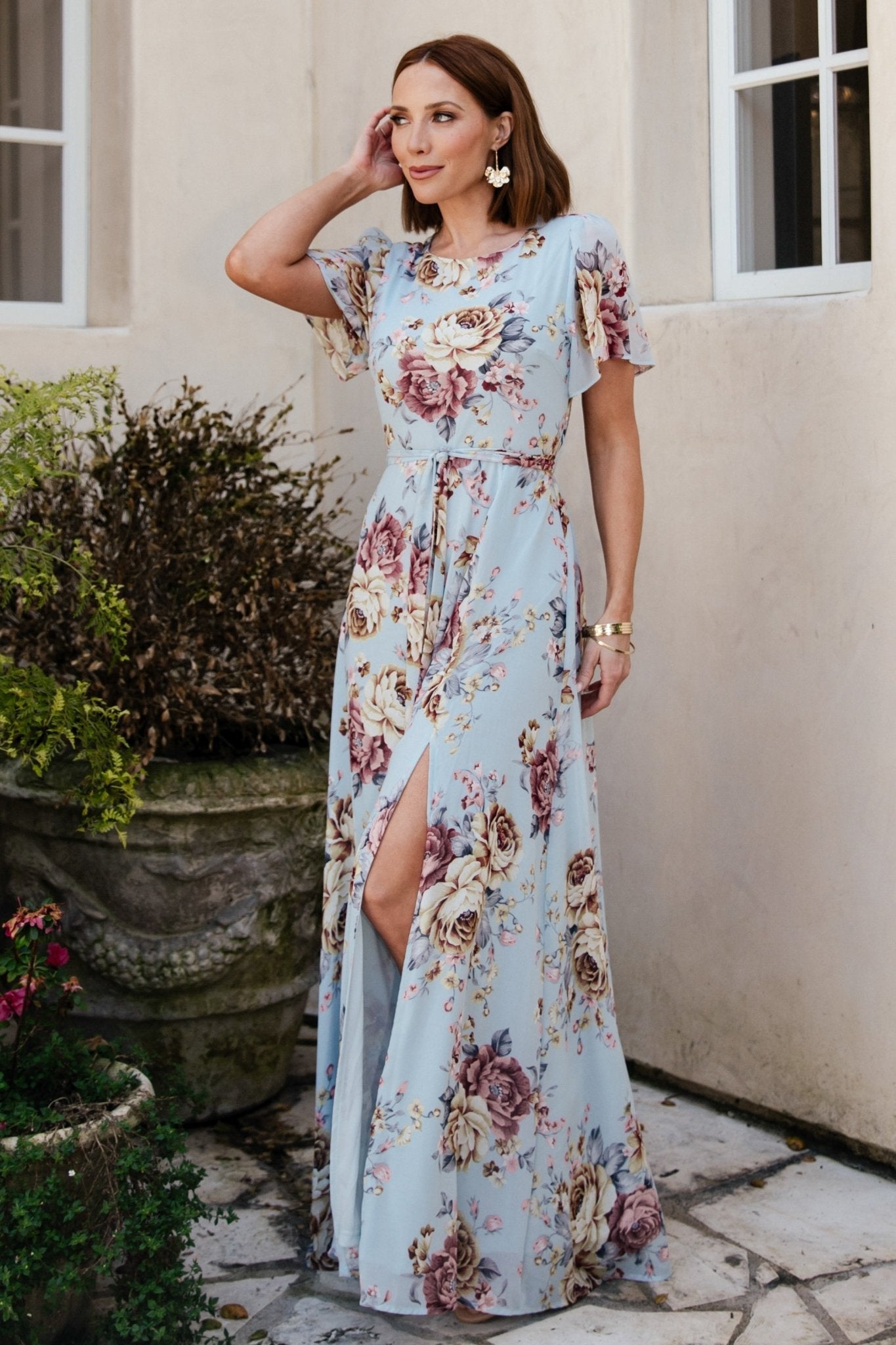 Naomi Short Sleeve Maxi Dress | Baltic Born Blue Multi Floral