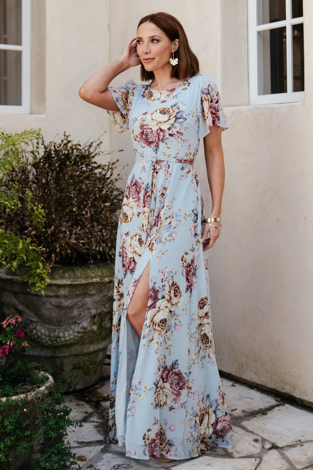 Naomi Short Sleeve Maxi Dress | Baltic Born Blue Multi Floral
