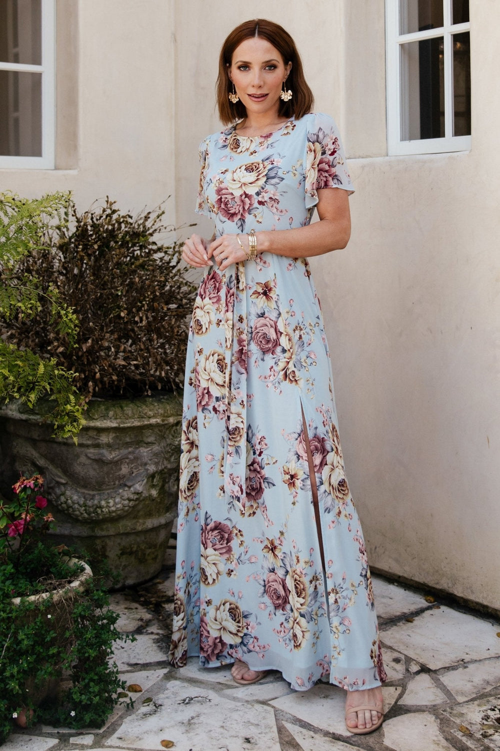 Naomi Short Sleeve Maxi Dress | Baltic Born Blue Multi Floral