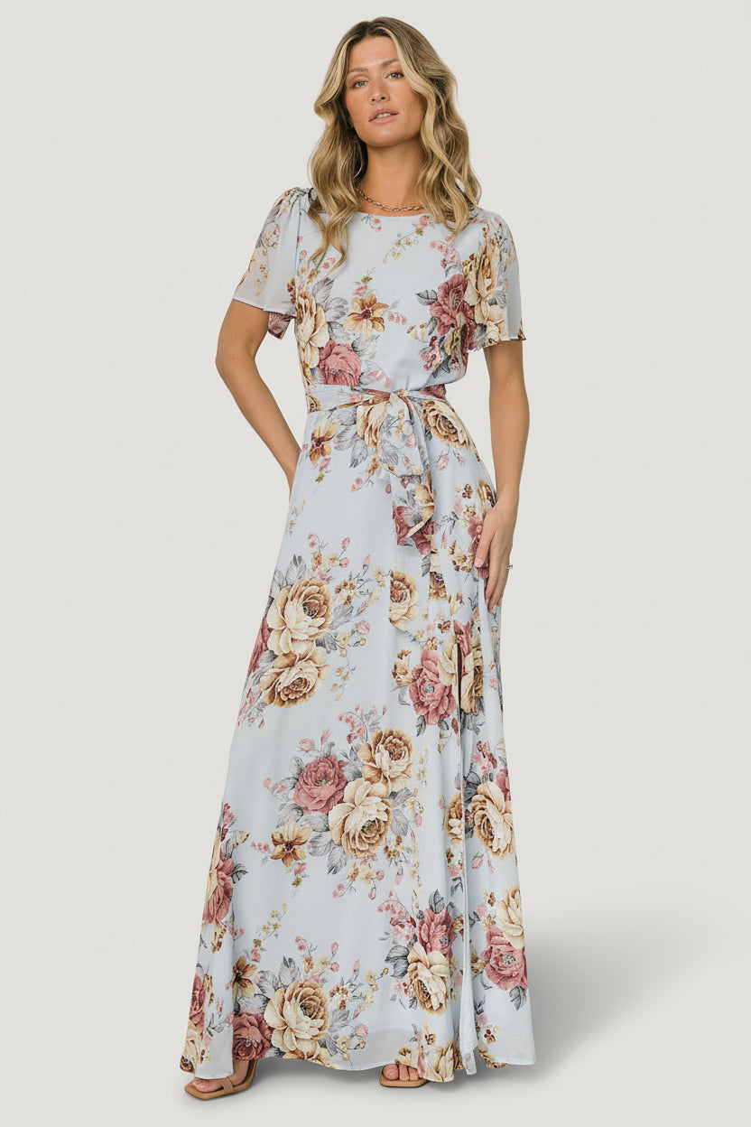Naomi Short Sleeve Maxi Dress | Baltic Born Blue Multi Floral