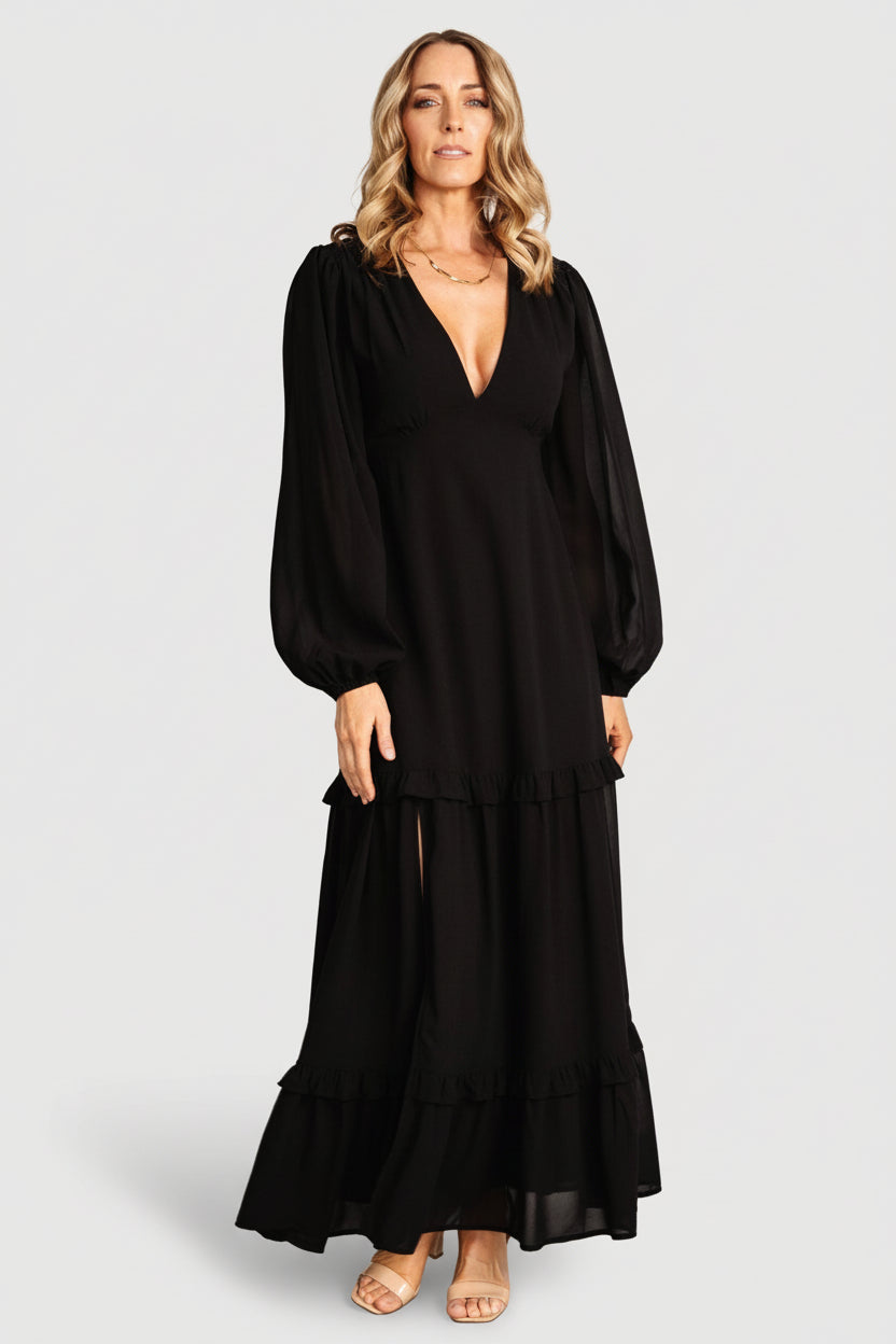 Bowman Deep V Maxi Dress | Baltic Born Black
