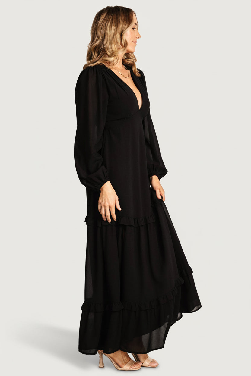 Bowman Deep V Maxi Dress | Baltic Born Black