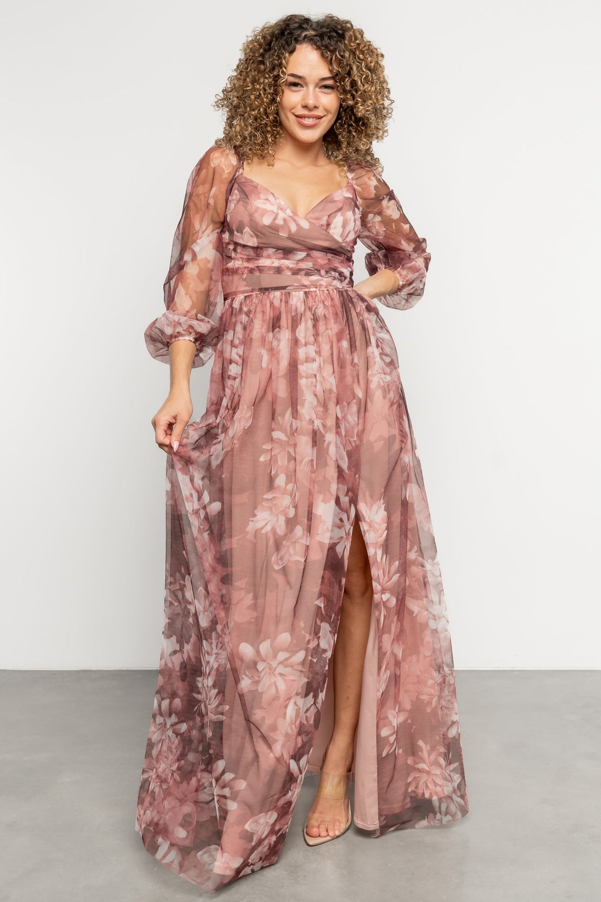 Nara Tulle Maxi Dress | Baltic Born Deep Mauve Floral