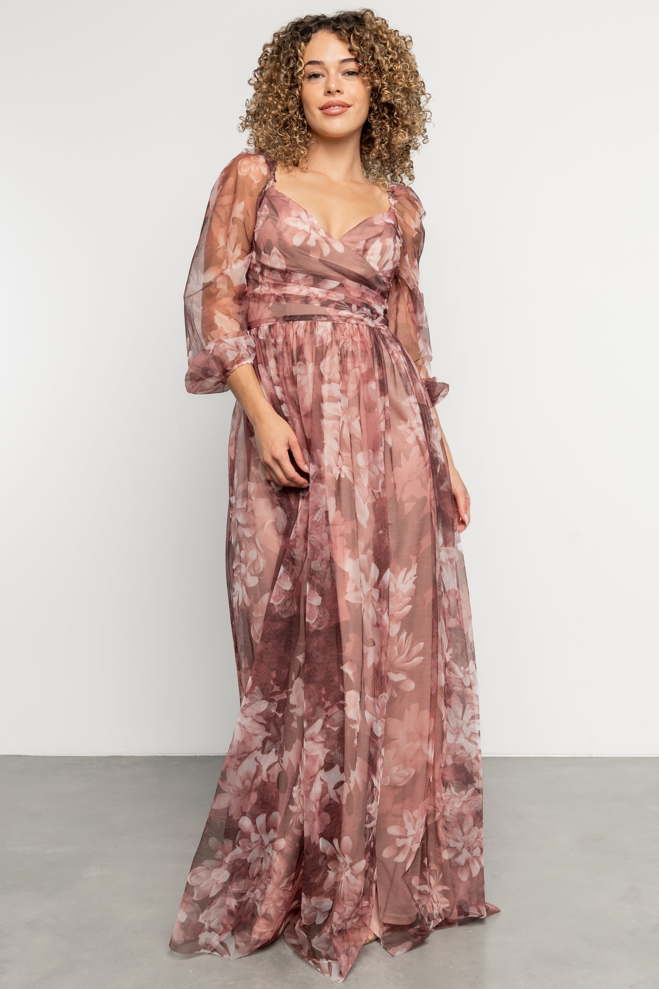Nara Tulle Maxi Dress | Baltic Born Deep Mauve Floral