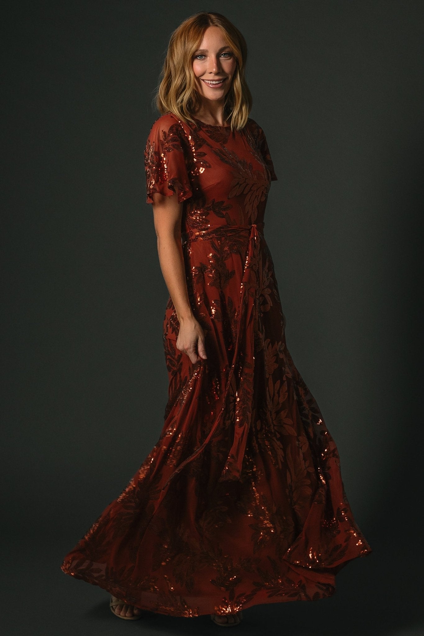 Muse Sequin Maxi Dress | Baltic Born Cinnamon