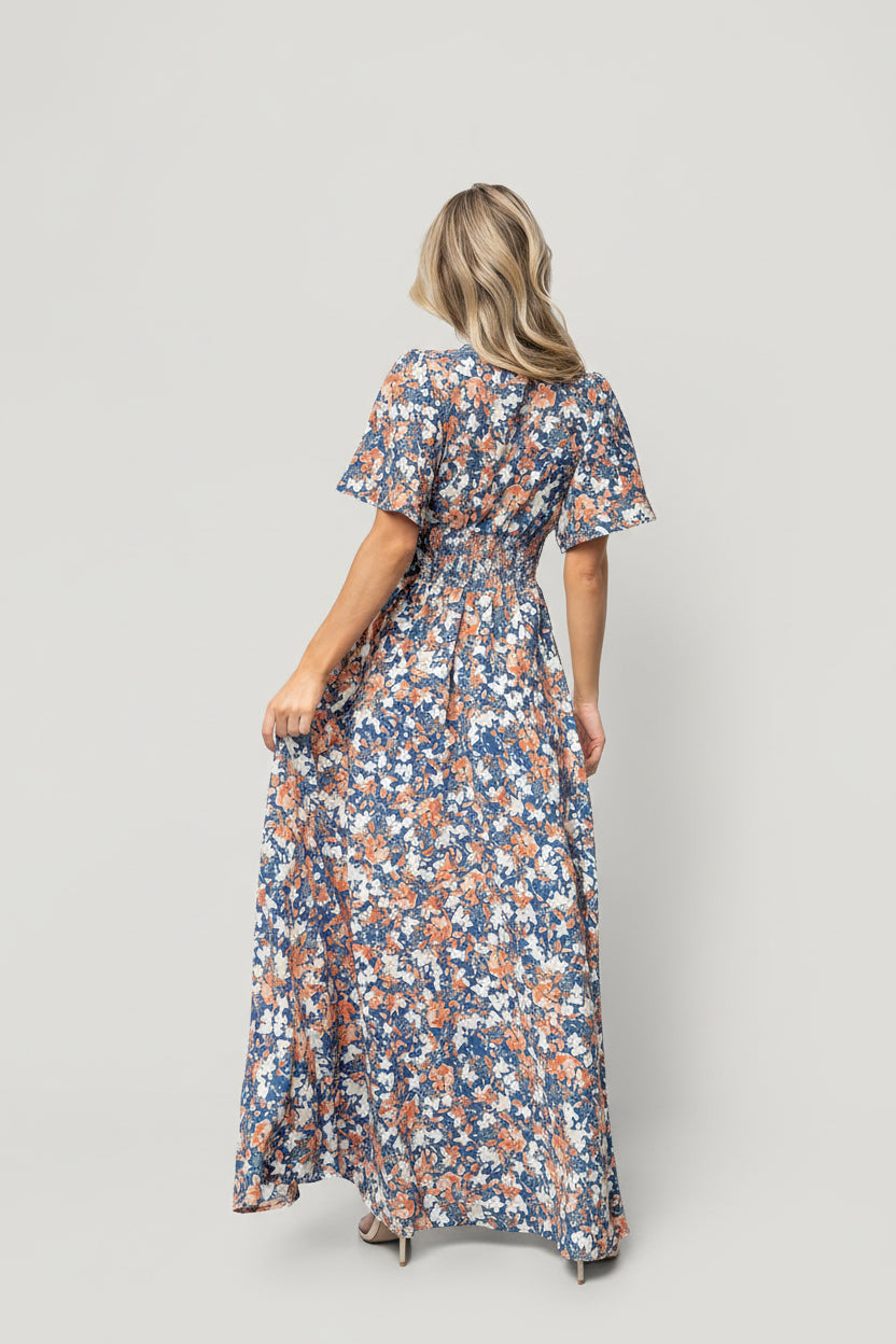 Verona Smocked Maxi Dress | Baltic Born Blue Floral