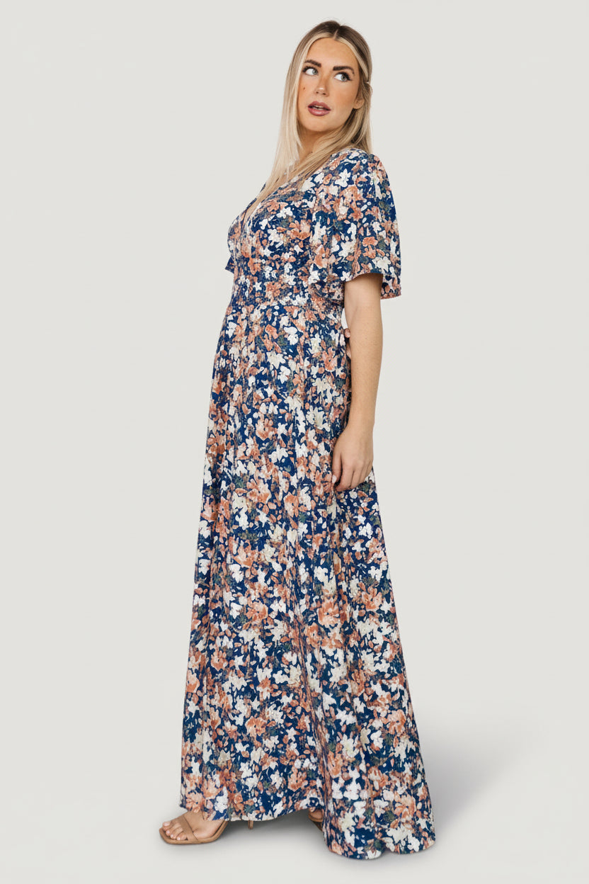 Verona Smocked Maxi Dress | Baltic Born Blue Floral
