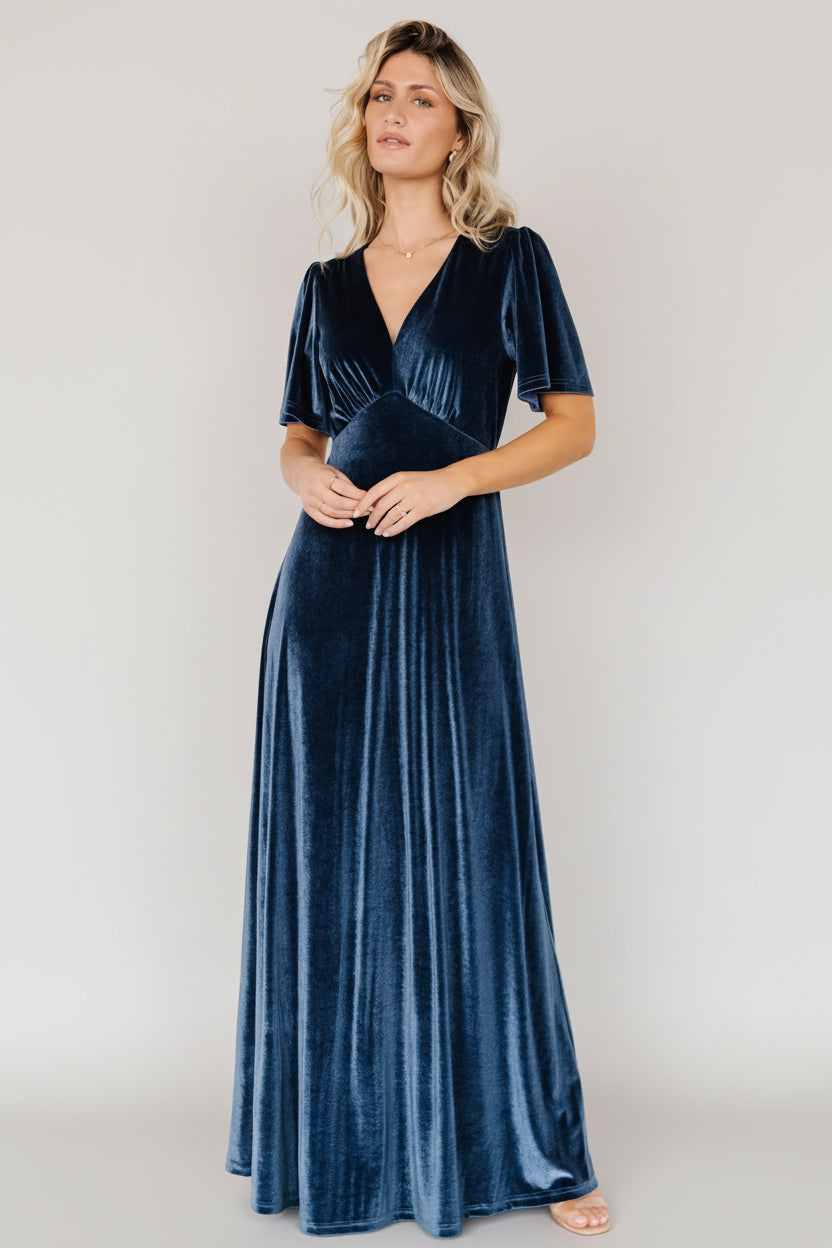 Vivian Velvet Maxi Dress | Baltic Born Blue