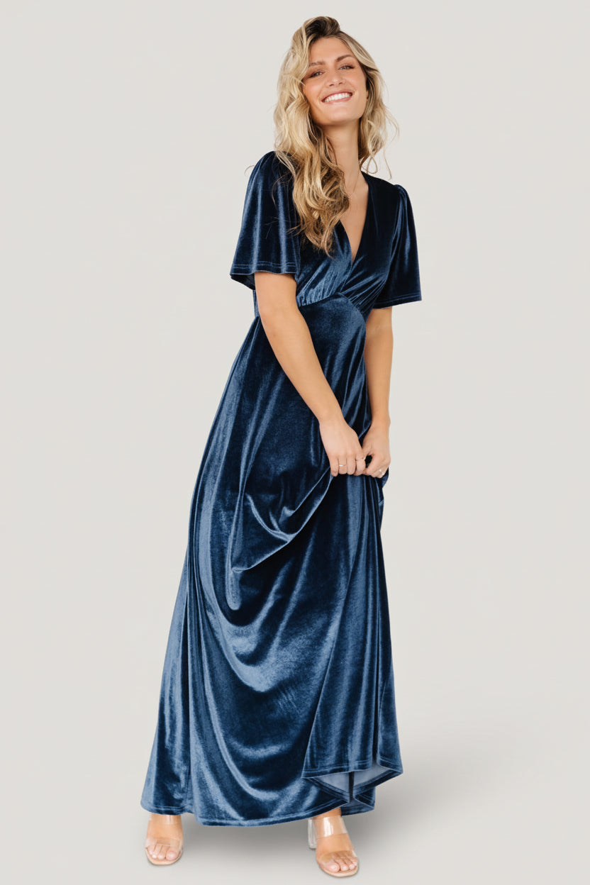 Vivian Velvet Maxi Dress | Baltic Born Blue