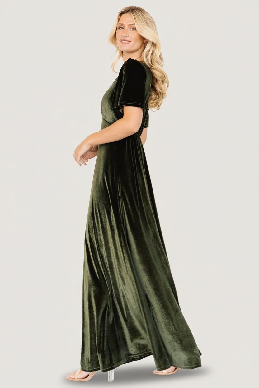 Vivian Velvet Maxi Dress | Baltic Born Olive