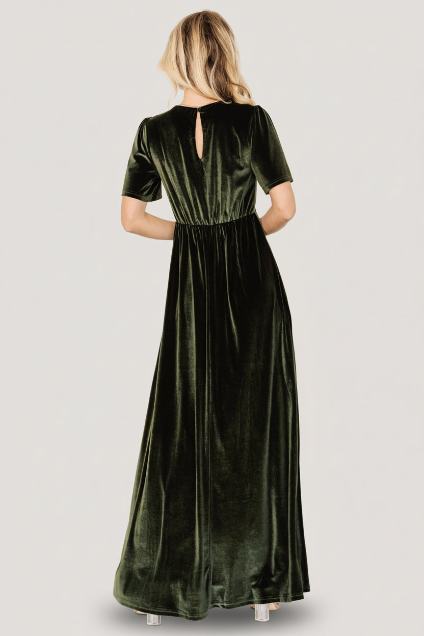 Vivian Velvet Maxi Dress | Baltic Born Olive