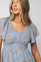 Monica Smocked Dress | Baltic Born Dusty Blue + Terracotta