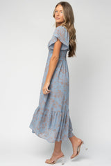 Monica Smocked Dress | Baltic Born Dusty Blue + Terracotta