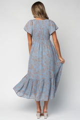 Monica Smocked Dress | Baltic Born Dusty Blue + Terracotta
