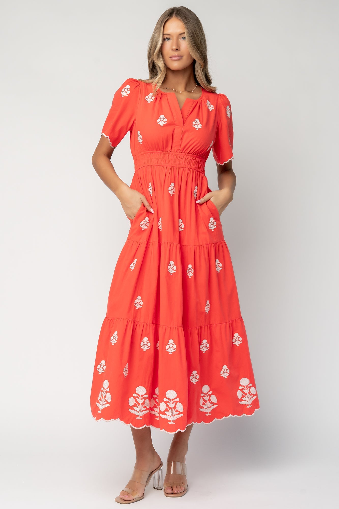 Delilah Embroidered Maxi Dress | Baltic Born Red