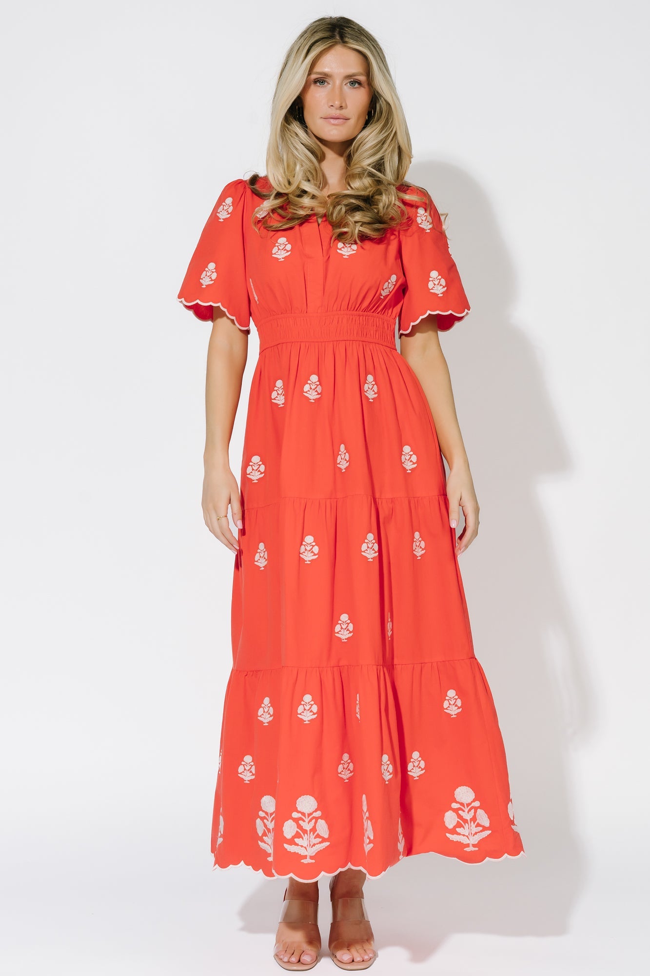 Delilah Embroidered Maxi Dress | Baltic Born Red