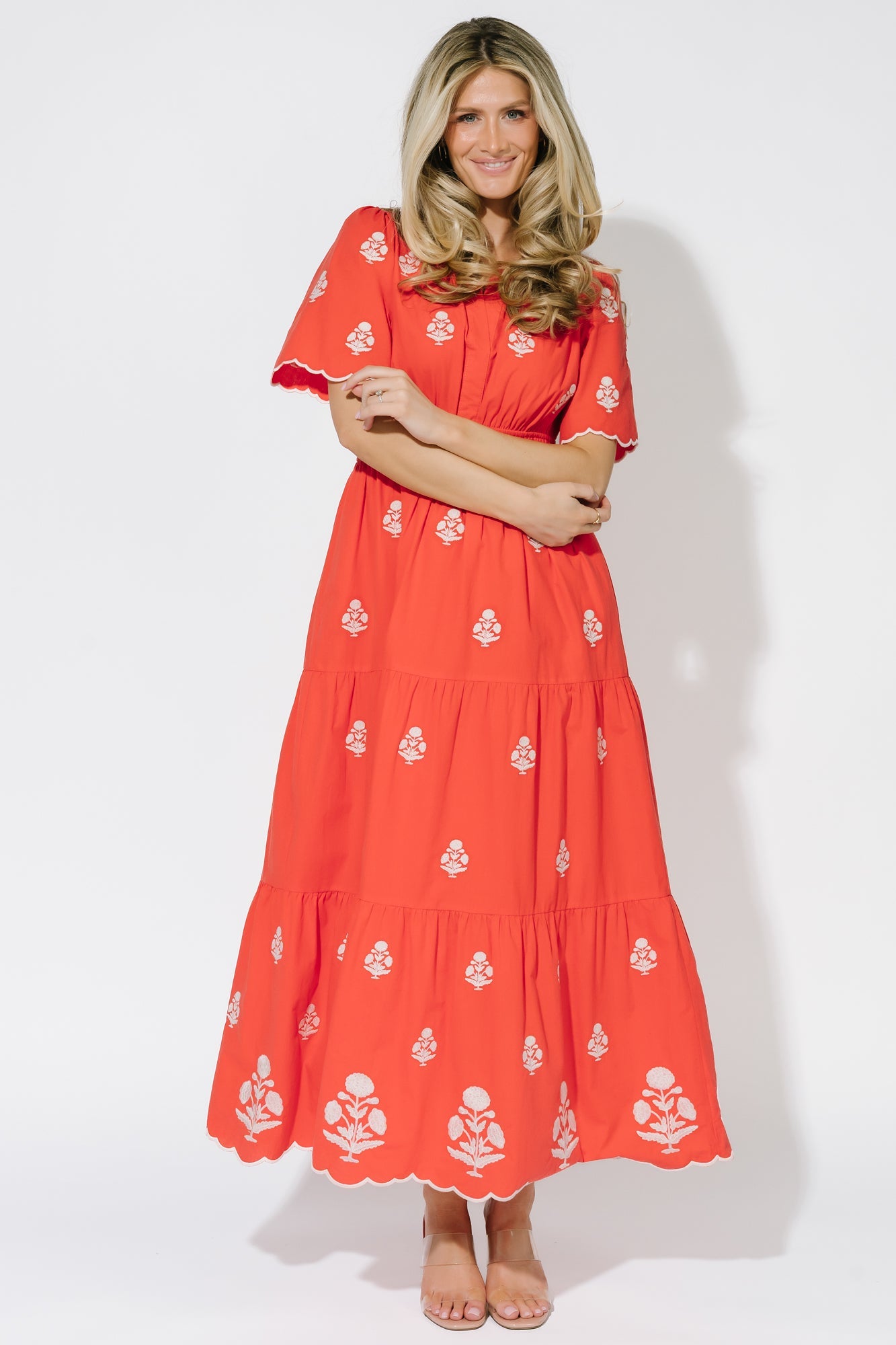 Delilah Embroidered Maxi Dress | Baltic Born Red