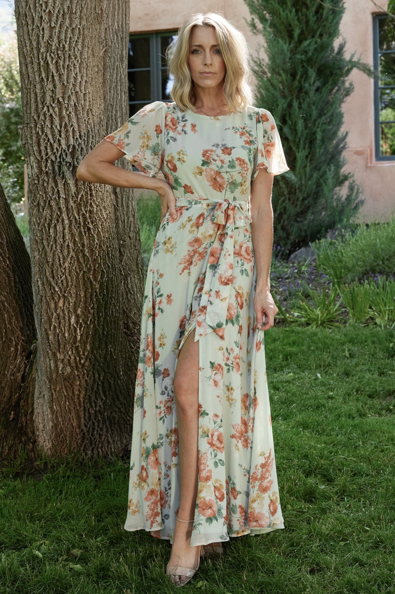 Naomi Short Sleeve Maxi Dress | Baltic Born Sage Floral