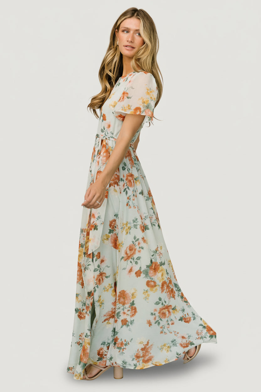Naomi Short Sleeve Maxi Dress | Baltic Born Sage Floral