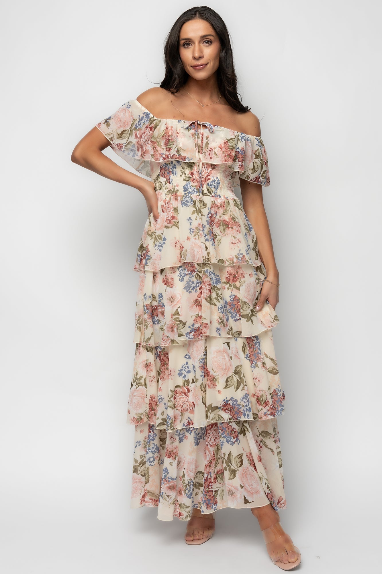 Carina Off Shoulder Maxi Dress | Baltic Born Multi Floral