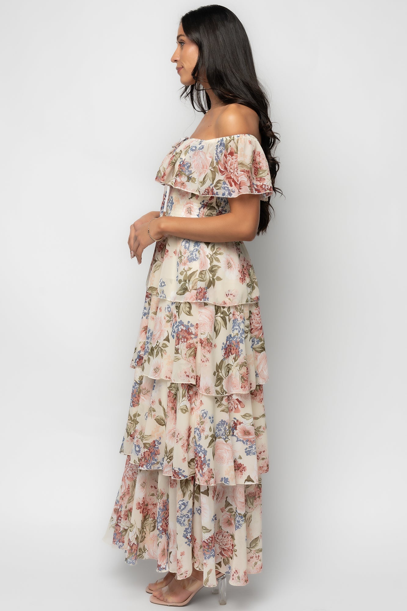Carina Off Shoulder Maxi Dress | Baltic Born Multi Floral