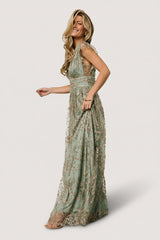 Arlene Shimmer Gown | Baltic Born Sage + Gold