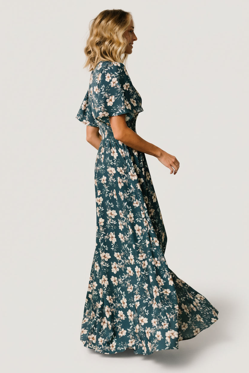 Verona Smocked Maxi Dress | Baltic Born Slate Floral