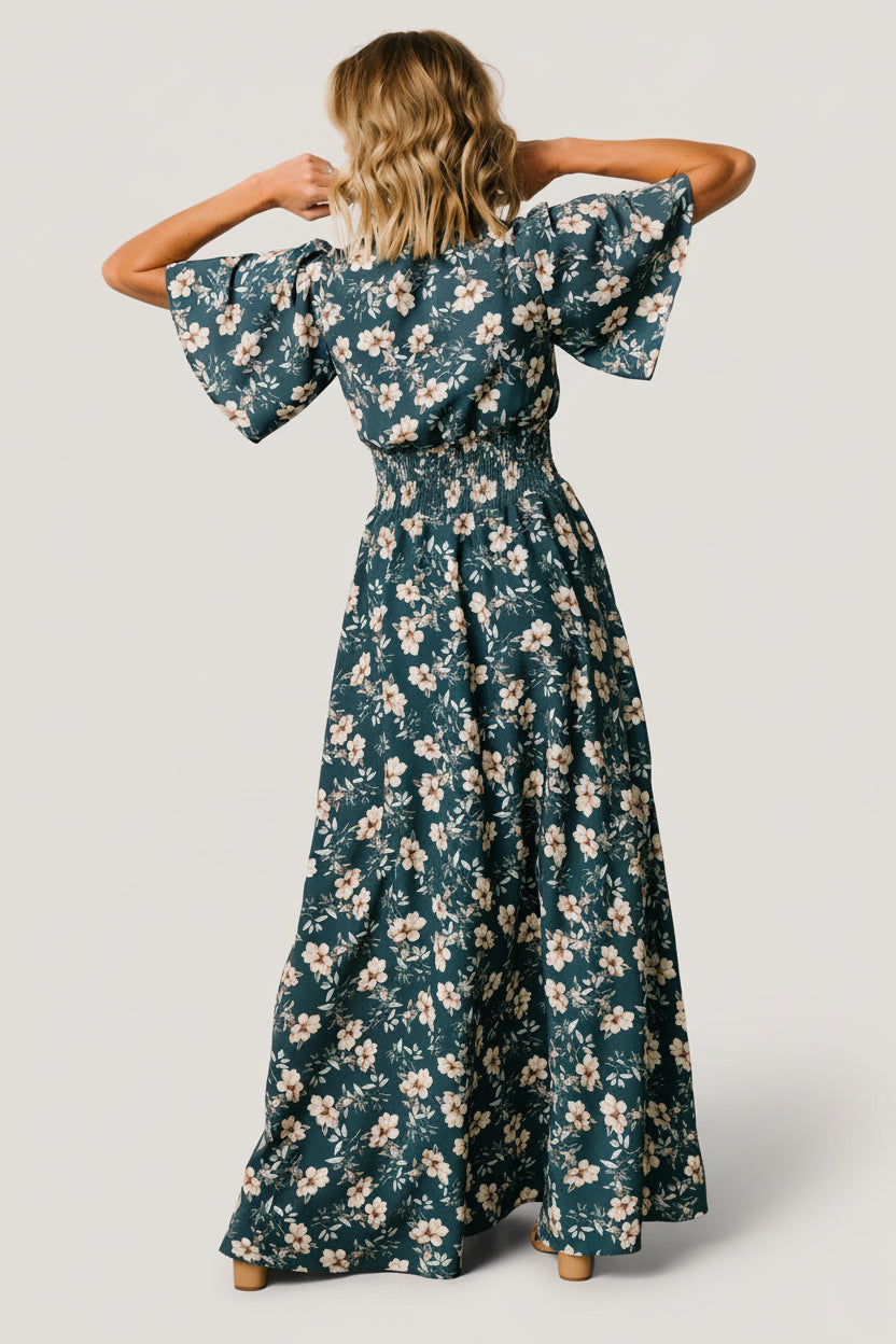 Verona Smocked Maxi Dress | Baltic Born Slate Floral