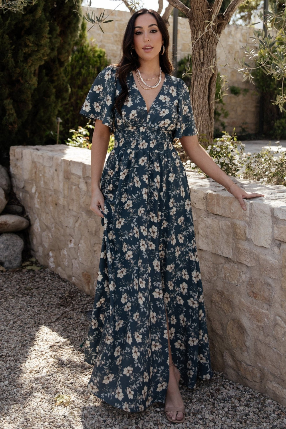 Verona Smocked Maxi Dress | Baltic Born Slate Floral