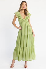 Mika Ruffle Maxi Dress | Baltic Born Green