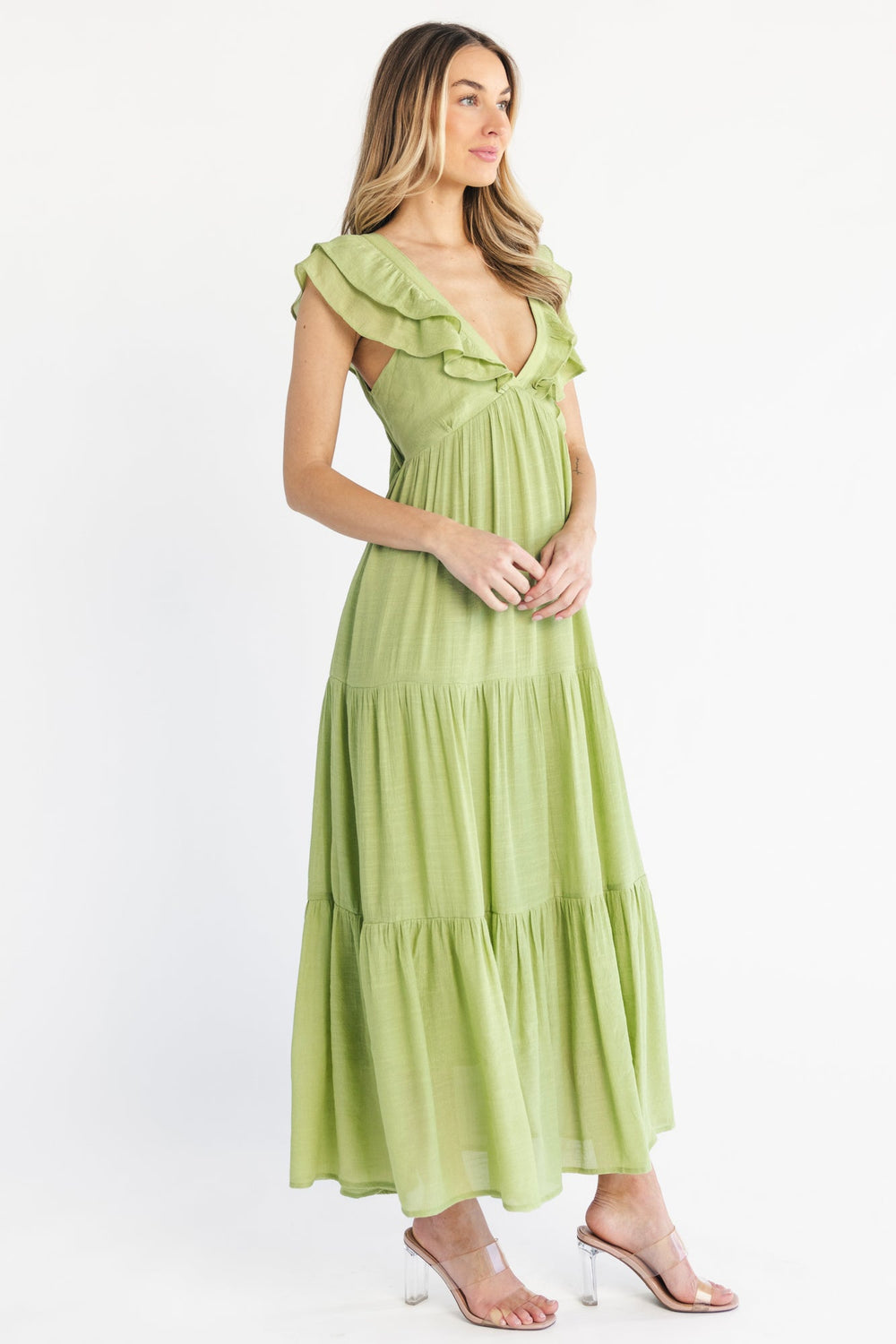 Mika Ruffle Maxi Dress | Baltic Born Green