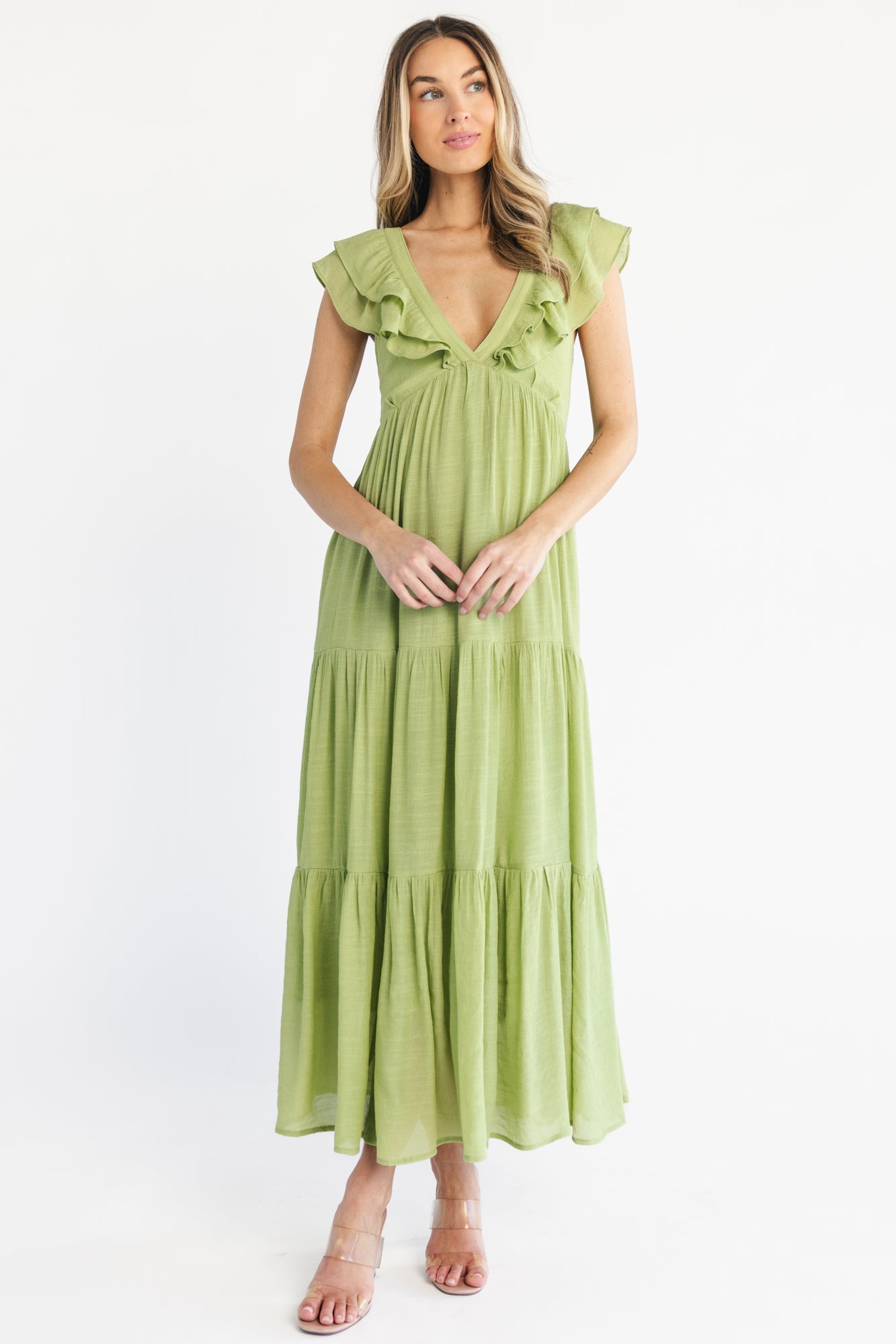 Mika Ruffle Maxi Dress | Baltic Born Green