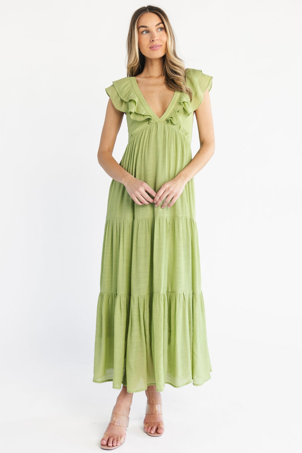 Mika Ruffle Maxi Dress | Baltic Born Green