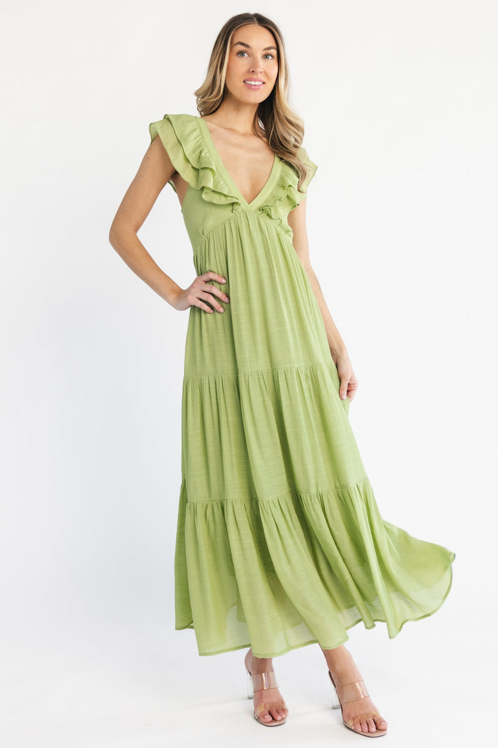 Mika Ruffle Maxi Dress | Baltic Born Green