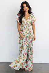 Lynlee Metallic Maxi Dress | Baltic Born Sage + Pink